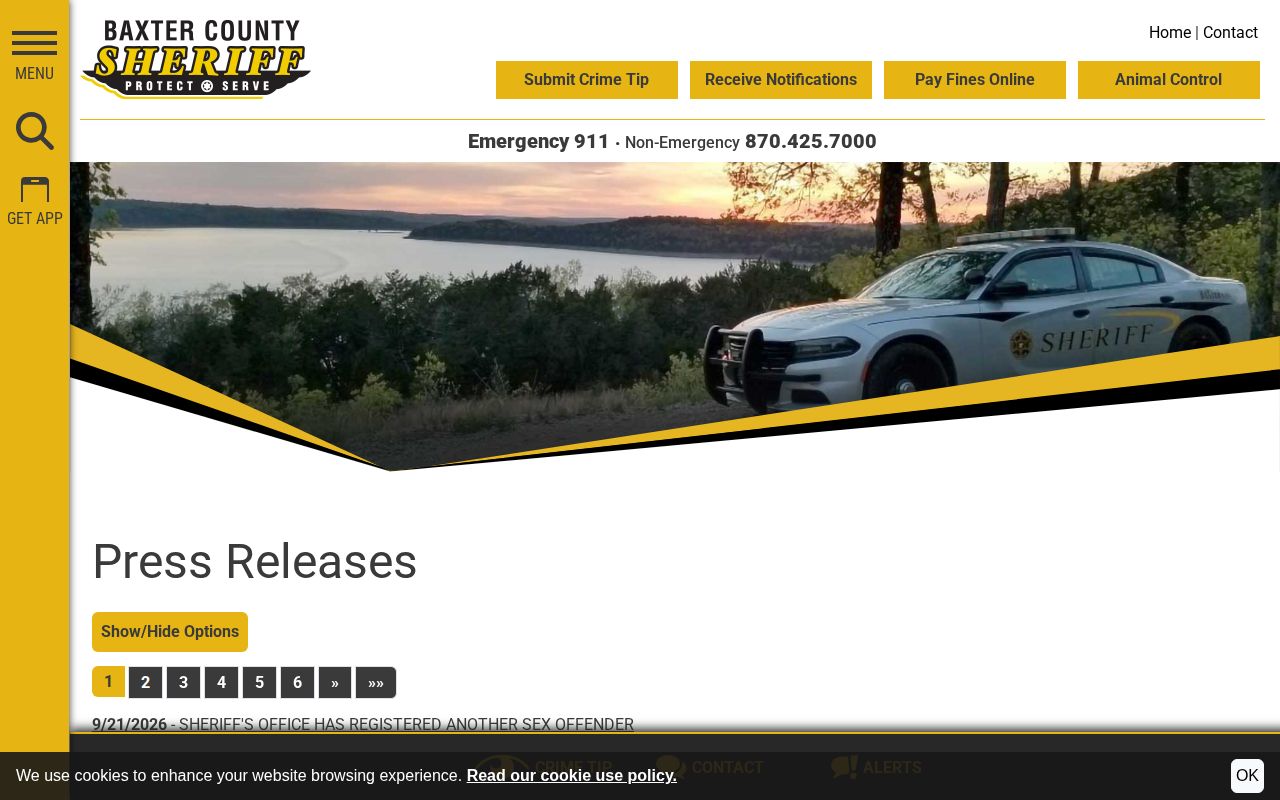 Arkansas county sheriff press-release archive for enforcement news